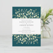 Teal Eucalyptus  Wedding Kaart (Staand voorkant)