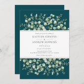 Teal Eucalyptus  Wedding Kaart (Voorkant / Achterkant)