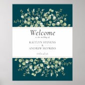 Teal Eucalyptus Wedding Welcome  Poster (Voorkant)