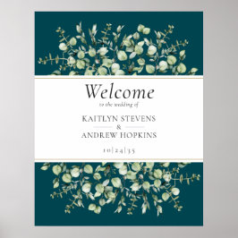 Teal Eucalyptus Wedding Welcome  Poster