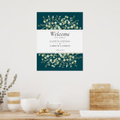Teal Eucalyptus Wedding Welcome  Poster (Keuken)