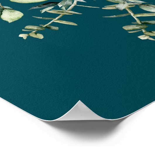 Teal Eucalyptus Wedding Welcome  Poster (Hoek)