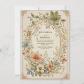 Teal Fall Terracotta Watercolor Bloemige Bruiloft Kaart (Voorkant)