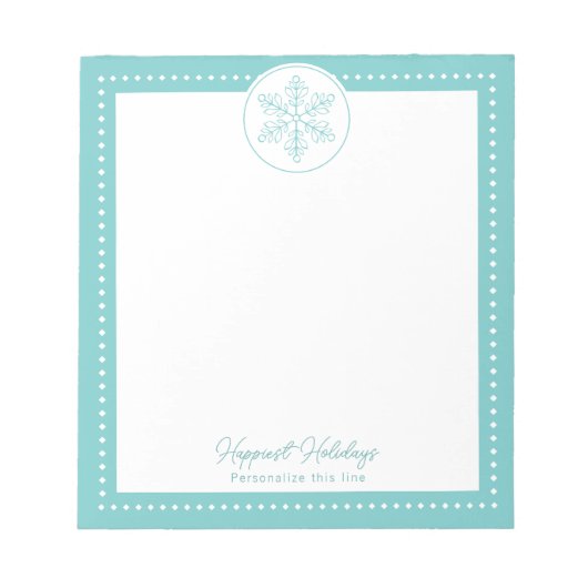 Teal Fancy Snowflake Personalized Holiday Notitieblok (Voorkant)