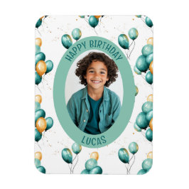 Teal Faux Gold Balloons Pattern Photo Magneet