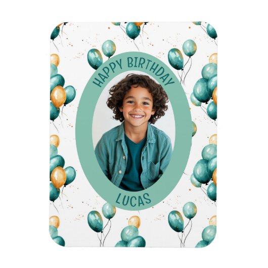 Teal Faux Gold Balloons Pattern Photo Magneet (Verticaal)