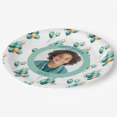 Teal Faux Gold Balloons Photo Papieren Bordje (Gekanteld)