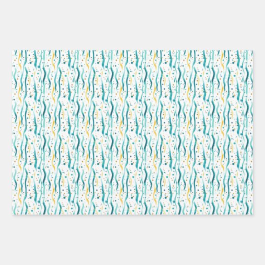 Teal Faux Gold Pattern Inpakpapier Vel (Voorkant 2)
