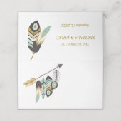 Teal Feather Arrow Bruiloft Plaatskaartje (Buitenkant ongevouwen)