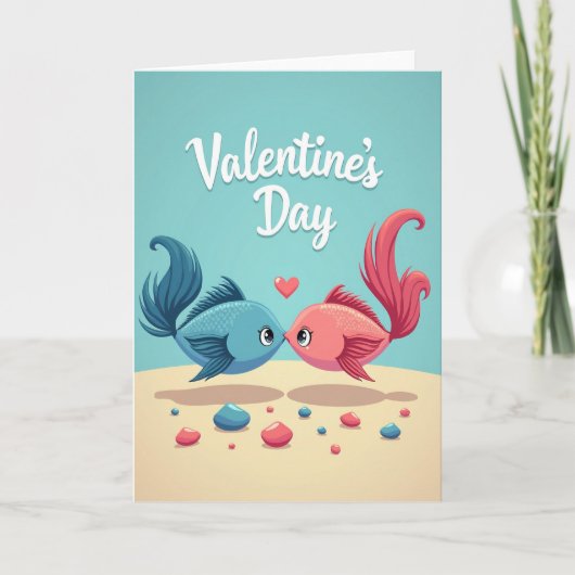 Teal Fish Valentine Love Card Kaart (Voorkant)