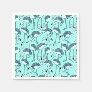 Teal Flamingo Patroon– Tropisch Minimalistisch  Servet