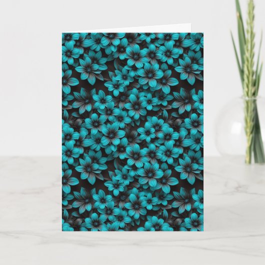 Teal Floral Birthday Card Kaart (Voorkant)