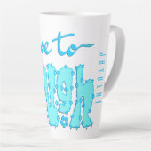 Teal Floral Chunky Text Slogan With Name Latte Mok (Rechterhoek)