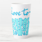 Teal Floral Chunky Text Slogan With Name Latte Mok (Voorkant)