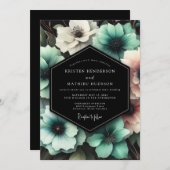 Teal Floral Enchantment Wedding Kaart (Voorkant / Achterkant)