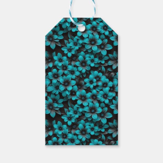 Teal Floral Gift Tags Cadeaulabel (Voorkant)