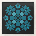 Teal Floral Mandala Glazen Onderzetter<br><div class="desc">Add a bold, sophisticated touch to your space with this striking teal mandala coaster. Featuring a high-contrast design, the vibrant turquoise floral pattern stands out beautifully against a sleek black background. The symmetrical, petal-inspired shapes create a clean, modern aesthetic that fits perfectly in contemporary, minimalist, or eclectic homes. Durable and...</div>
