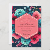 Teal Floral Moody Wedding Kaart (Voorkant)