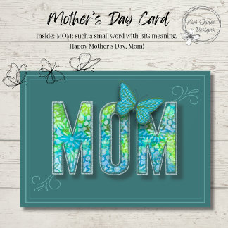 Teal Floral Mother’s Day Card with Butterfly  Kaart