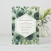 Teal Floral Opulent Romance Wedding Kaart (Staand voorkant)