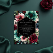 Teal Floral Opulent Wedding Kaart
