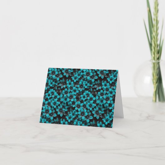 Teal Floral Thank You Card Bedankkaart (Voorkant)
