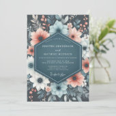 Teal Floral Whimsy Wedding Kaart (Staand voorkant)