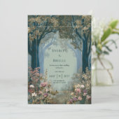 Teal Forest Archway Gold Frame Romantic Floral Kaart (Staand voorkant)