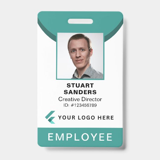 Teal Foto ID QR Code Medewerker Bedrijf Badge (Voorzijde)