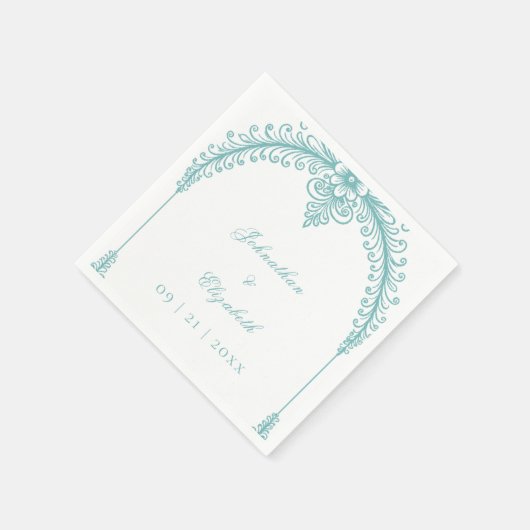 Teal French Flourish Arch Servet (Hoek)