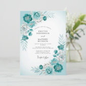 Teal Frosty Winter Wedding Kaart (Staand voorkant)