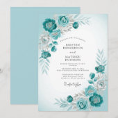Teal Frosty Winter Wedding Kaart (Voorkant / Achterkant)