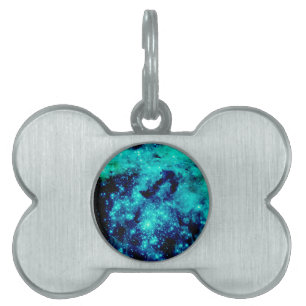 Teal Galaxy Huisdieren Naamplaatje