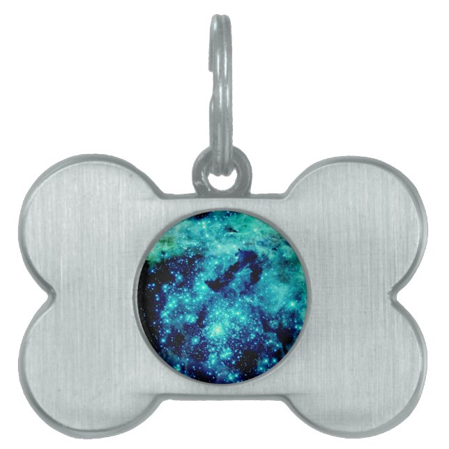 Teal Galaxy Huisdieren Naamplaatje (voorkant)