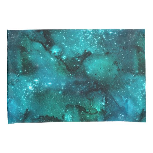 Teal Galaxy Serie Design 6 Kussensloop (Voorkant-Rechts)