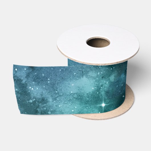 Teal Galaxy Serie Design 7 Satijnen Lint (Spoel)