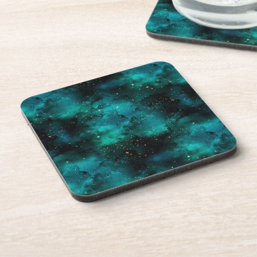 Teal Galaxy Serie Ontwerp 1 Bier Onderzetter (Linkerzijde)