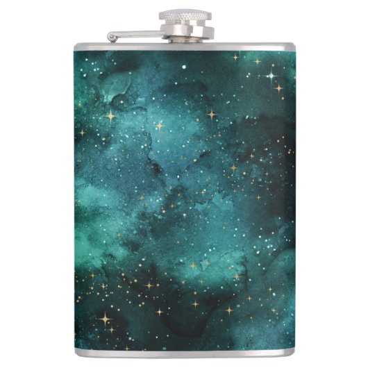 Teal Galaxy Serie Ontwerp 1  Heupfles (Voorkant)
