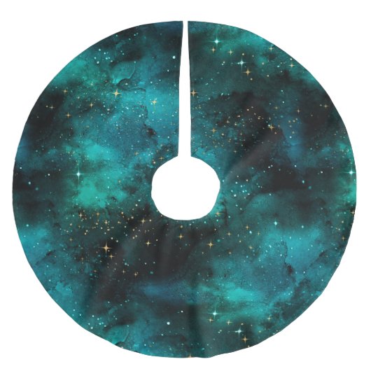 Teal Galaxy Serie Ontwerp 1 Kerstboom Rok (Voorkant)