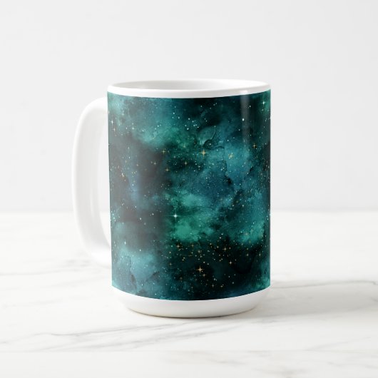 Teal Galaxy Serie Ontwerp 1 Koffiemok (Voorkant links)