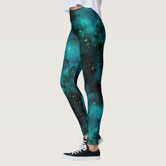 Teal Galaxy Serie Ontwerp 1 Leggings (Links)