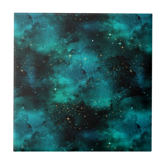Teal Galaxy Serie Ontwerp 1 Tegeltje (Voorkant)