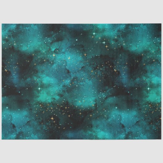Teal Galaxy Serie Ontwerp 1 Tissuepapier (Voorkant)