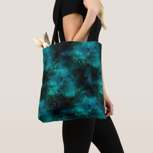Teal Galaxy Serie Ontwerp 1 Tote Bag (Dichtbij)