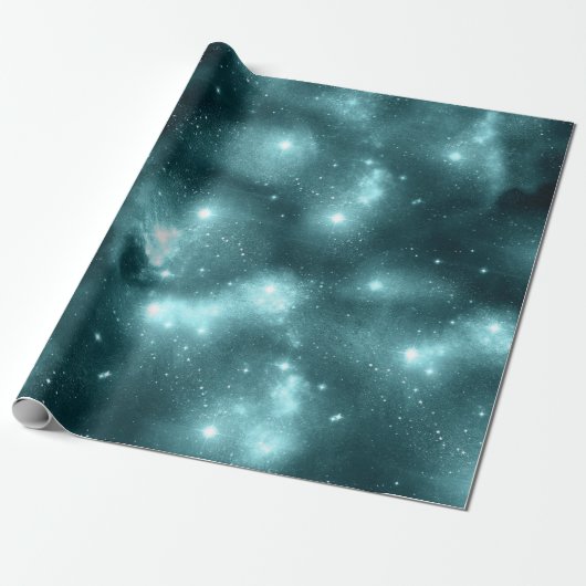 Teal Galaxy Serie Ontwerp 3 Cadeaupapier (Uitgerold)