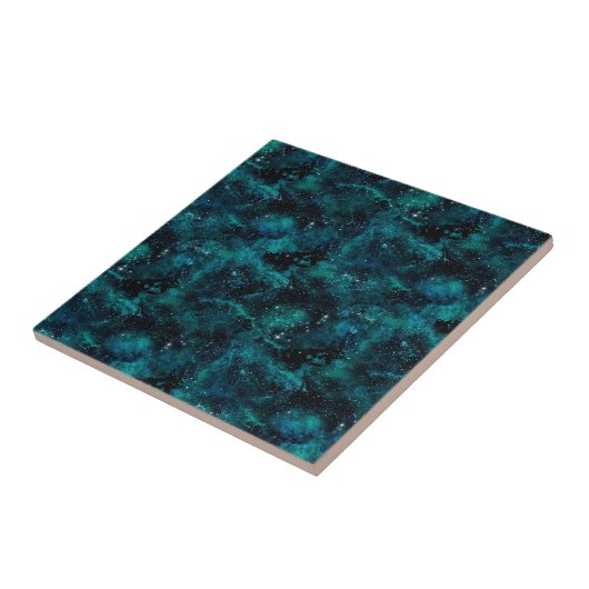 Teal Galaxy Serie Ontwerp 4 Tegeltje (Zijkant)