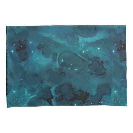 Teal Galaxy Serie Ontwerp 5 Kussensloop (Voorkant-Rechts)