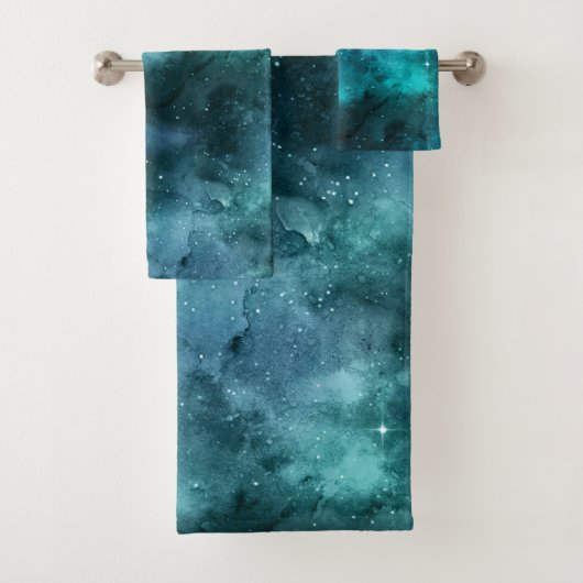 Teal Galaxy Serie Ontwerp 7 Bad Handdoek (Insitu)