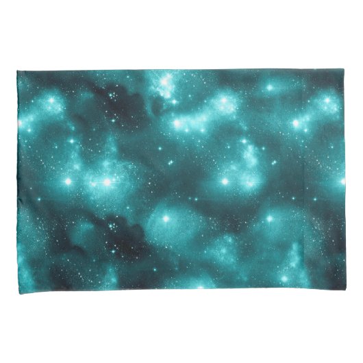 Teal Galaxy Series Design 3 Kussensloop (Voorkant-Rechts)