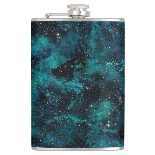 Teal Galaxy Series Design 4 Heupfles (Voorkant)